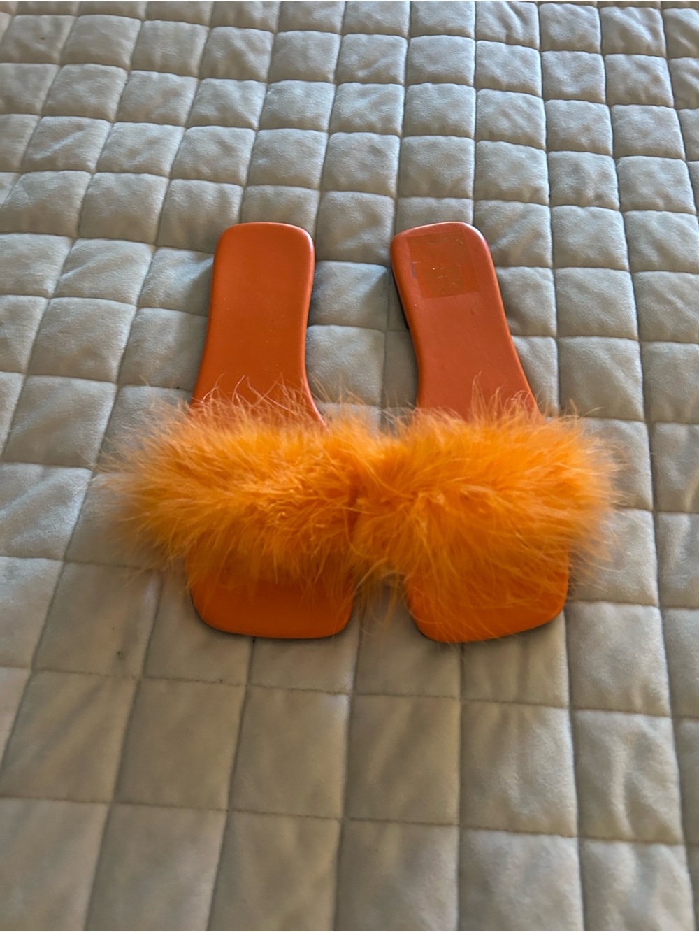 Orange Feather Slide Sandals - Women's Fashion Slides